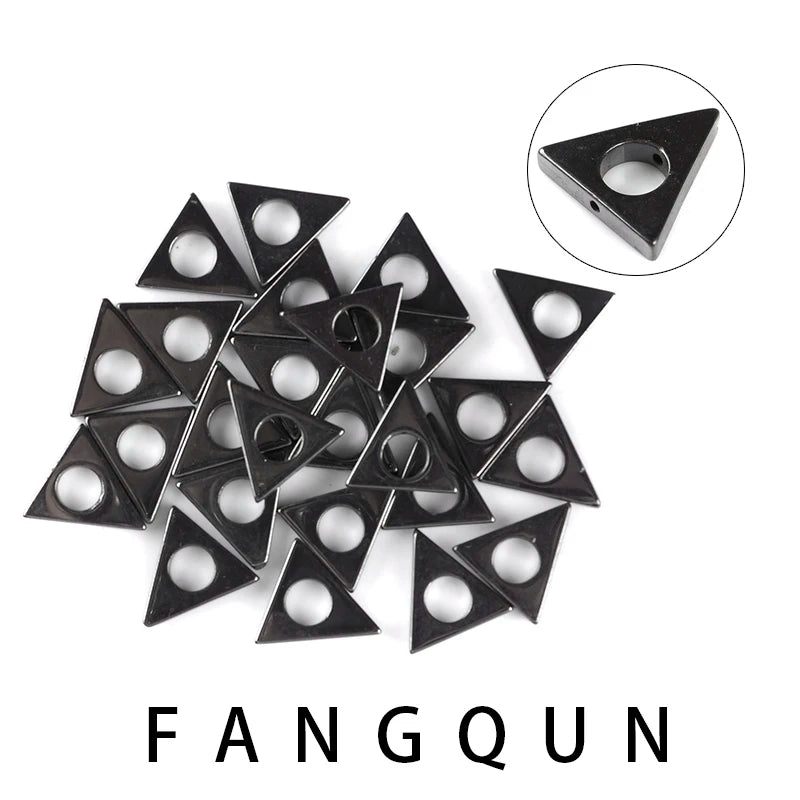 Hematite Triangle Beads Natural Stone Hollow Out 16*16mm 25pcs