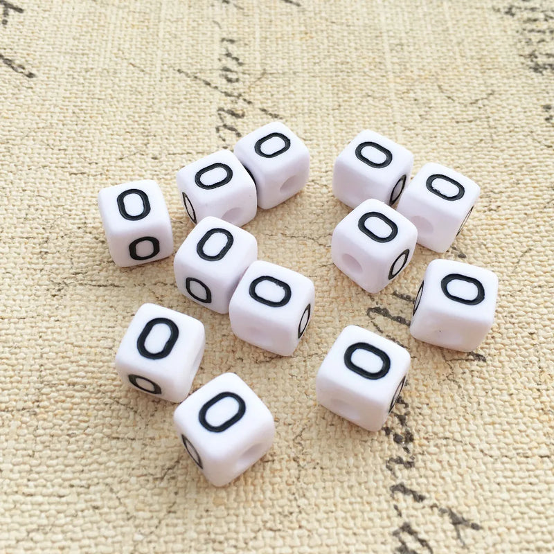 100PCS 10*10MM Square Acrylic Letter Beads for Bracelet Jewelry