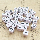 100PCS 10*10MM Square Acrylic Letter Beads for Bracelet Jewelry