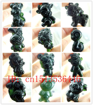 Jade Chinese Zodiac Pendant Necklace Luck Amulet Charm Jewellery