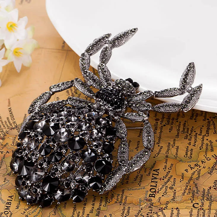 Jet Spider Brooch Men Jewelry colar Masculino Party Broches Bijuterias Noble