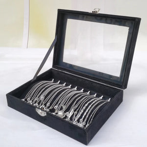 Small Flannel-Covered Arched Jewelry Box