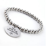 Knight Arrival Stainless Steel Beads Bracelet Women's Pendant Letters Bracelet