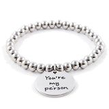 Knight Arrival Stainless Steel Beads Bracelet Women's Pendant Letters Bracelet