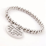 Knight Arrival Stainless Steel Beads Bracelet Women's Pendant Letters Bracelet