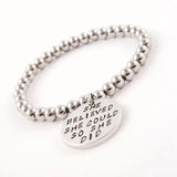 Knight Arrival Stainless Steel Beads Bracelet Women's Pendant Letters Bracelet