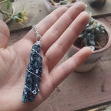 Kyanite Necklace, Wire Wrapped Stone Jewelry for Women