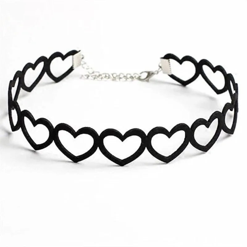 Velvet Choker Necklace Women Love Heart Collar