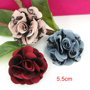 Lace Flowers 5.5cm Fabric Fancy Flowers - 10 Pcs