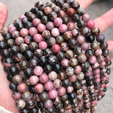 Rhodonite High Web Pattern Stone Polished Beads Strand