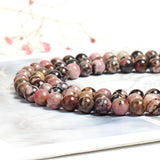 Rhodonite High Web Pattern Stone Polished Beads Strand