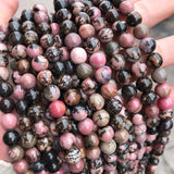 Rhodonite High Web Pattern Stone Polished Beads Strand