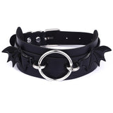 Leather Bat Wings Choker Necklace Goth Heart Collar Gothic Jewelry
