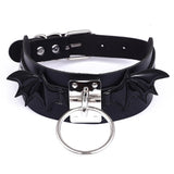 Leather Bat Wings Choker Necklace Goth Heart Collar Gothic Jewelry