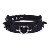 Leather Bat Wings Choker Necklace Goth Heart Collar Gothic Jewelry