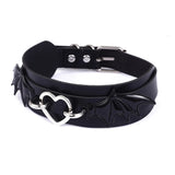 Leather Bat Wings Choker Necklace Goth Heart Collar Gothic Jewelry