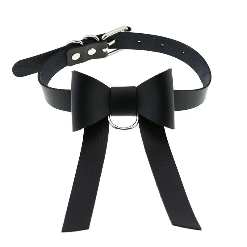 Leather BowKnot Choker Necklace Collar Gothic Punk Choker