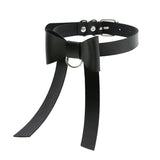 Leather BowKnot Choker Necklace Collar Gothic Punk Bow Tie Clavicle Chain