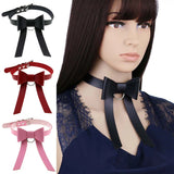 Leather BowKnot Choker Necklace Collar Gothic Punk Bow Tie Clavicle Chain