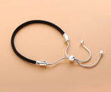 925 Sterling Silver Leather Bracelet for Charms DIY Jewelry