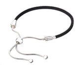 925 Sterling Silver Leather Bracelet for Charms DIY Jewelry