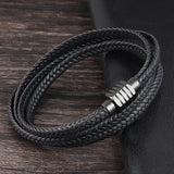 Men's Multilayer Stainless Steel Leather Braided Bracelet