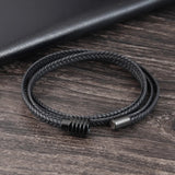 Men's Multilayer Stainless Steel Leather Braided Bracelet