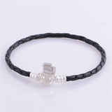 925 Sterling Silver Leather Bracelet Fine Jewelry