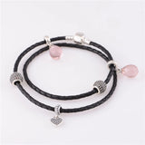 925 Sterling Silver Leather Bracelet Fine Jewelry