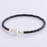925 Sterling Silver Leather Bracelet Fine Jewelry