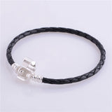 925 Sterling Silver Leather Bracelet Fine Jewelry