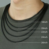 Leather Chain Necklace, Waxed Braid Rope, Stainless Steel Clasp Necklace