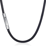 Leather Chain Necklace, Waxed Braid Rope, Stainless Steel Clasp Necklace