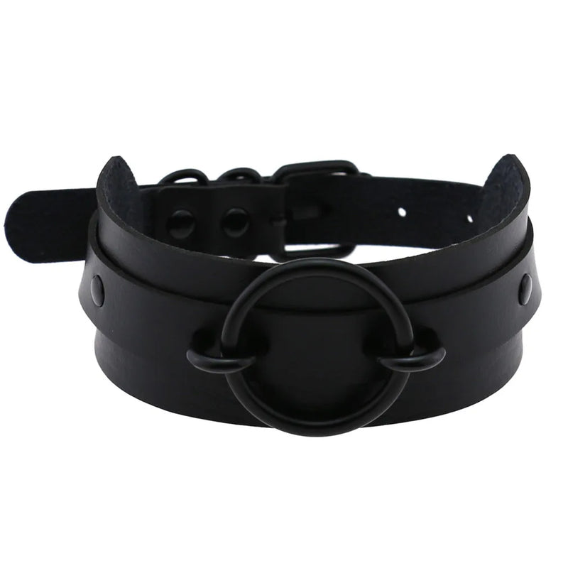 Leather Choker Goth Girls Collar Necklace Punk Chokers Witch Necklace