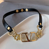 Leather Choker Necklace Chain Clavicle For Girls Female Gift