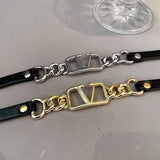 Leather Choker Necklace Chain Clavicle For Girls Female Gift