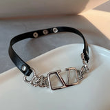 Leather Choker Necklace Chain Clavicle For Girls Female Gift