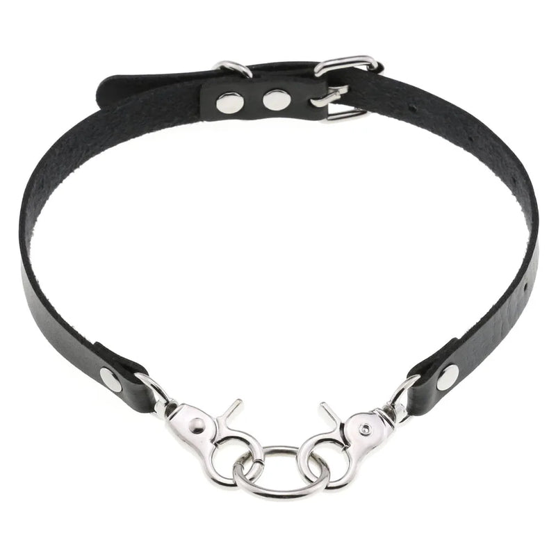 Leather Choker Punk Rock Metal Collar Necklace Gothic Accessories