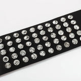 Women's Leather Cuff Bracelet Goth Rhinestone Punk Rock Accessory