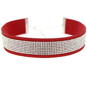 Leather Gothic Heart Rhinestone Choker Necklace Women Crystal Choker Statement