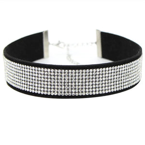 Leather Gothic Heart Rhinestone Choker Necklace Women Crystal Choker Statement