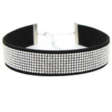 Leather Gothic Heart Rhinestone Choker Necklace Women Crystal Choker Statement