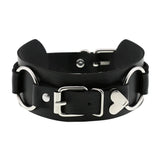 Leather Heart Choker Goth Necklace Collar For Girls Lady