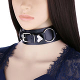 Leather Heart Choker Goth Necklace Collar For Girls Lady