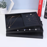 Leather Ring Necklace Storage Tray Earring Organizers