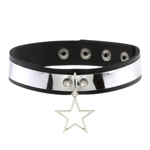 Leather Star Choker Punk Necklace Goth Collar For Girl Lady Chocker