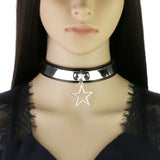 Leather Star Choker Punk Necklace Goth Collar For Girl Lady Chocker