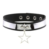 Leather Star Choker Punk Necklace Goth Collar For Girl Lady Chocker