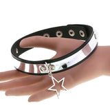 Leather Star Choker Punk Necklace Goth Collar For Girl Lady Chocker