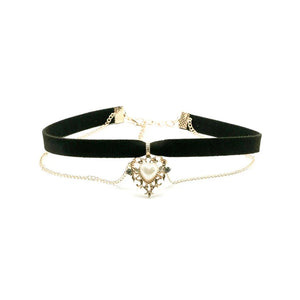 Leather Velvet Heart Choker Necklace Layer Chockers Vintage Gothic Jewelry